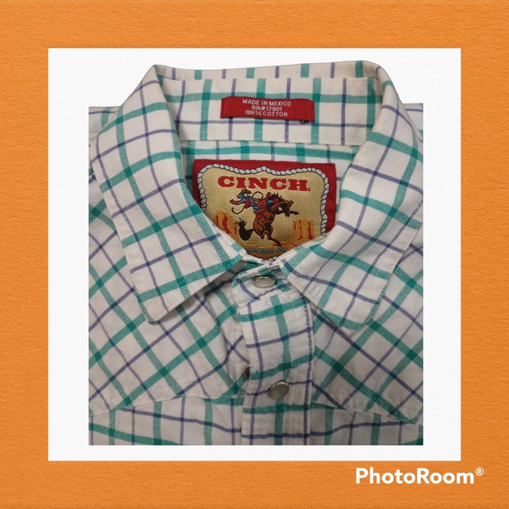 Men's CINCH 100%Cotton Pearl Snap Button Down Sz. M - Picture 7 of 7